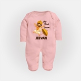 My First Onam Mahabali Full Body Suit - BABY PINK - New Born (Chest 7.5")