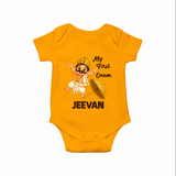 My First Onam Mahabali Romper - CHROME YELLOW - New Born (Chest 14")