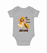My First Onam Mahabali Romper - GREY - New Born (Chest 14")