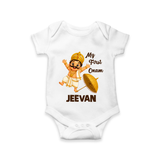 My First Onam Mahabali Romper - WHITE - New Born (Chest 14")