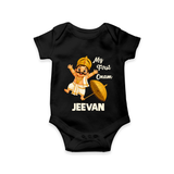 My First Onam Mahabali Romper - BLACK - New Born (Chest 14")