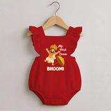 My First Onam Mahabali Romper Frock - RED - 0 - 3 Months Old (Chest 19")