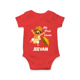 My First Onam Mahabali Romper - RED - New Born (Chest 14")