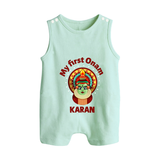 My First Onam Kathakali Classic Button Romper - MINT GREEN - New Born (Chest 18")