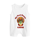 My First Onam Kathakali Classic Button Romper - WHITE - New Born (Chest 18")