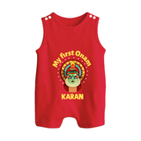 My First Onam Kathakali Classic Button Romper - RED - New Born (Chest 18")