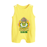Kathakali Floral Charm Button Romper - PASTEL YELLOW - New Born (Chest 18")