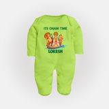 Vallam Kali Festival Full Body Suit - LIME GREEN - New Born (Chest 7.5")