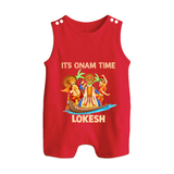 Vallam Kali Festival Button Romper - RED - New Born (Chest 18")