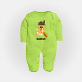 Mahabali Festive Wishes Full Body Suit - LIME GREEN - New Born (Chest 7.5")