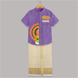 Kathakali Half Face Shirt and Dhoti - ROYAL PURPLE - 0 - 6 Months Old (Chest-23") (Dhoti length-14")