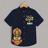 Classic Kathakali Portrait Shirt - NAVY BLUE - 0 - 6 Months Old (Chest 23")