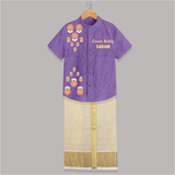 Kathakali Motif Trail Shirt and Dhoti - ROYAL PURPLE - 0 - 6 Months Old (Chest-23") (Dhoti length-14")