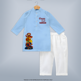 Kathakali & Theyyam Heritage Kurta - BABY BLUE - 3 - 6 Months Old (Chest 24", Kurta Length 14'', Waist 19", Pant Length 14")
