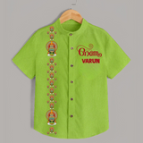 Kathakali Heritage Border Shirt - LIME GREEN - 0 - 6 Months Old (Chest 23")