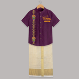 Kathakali Heritage Border Shirt and Dhoti - GRAPE - 0 - 6 Months Old (Chest-23") (Dhoti length-14")