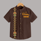 Kathakali Heritage Border Shirt - CHOCOLATE BROWN - 0 - 6 Months Old (Chest 23")