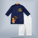 Mahabali Royal Kurta - NAVY BLUE - 3 - 6 Months Old (Chest 24", Kurta Length 14'', Waist 19", Pant Length 14")