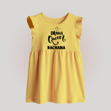 Drama Queen Personalized Baby Frock - PASTEL YELLOW - 0 - 3 Months Old (Chest 17")