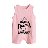 Drama Queen Personalized Button Romper - BABY PINK - New Born (Chest 18")