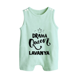 Drama Queen Personalized Button Romper - MINT GREEN - New Born (Chest 18")