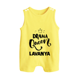 Drama Queen Personalized Button Romper - PASTEL YELLOW - New Born (Chest 18")
