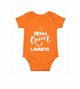 Drama Queen Personalized Romper - ORANGE - New Born (Chest 14")