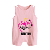 Selfie Queen Personalized Button Romper - BABY PINK - New Born (Chest 18")