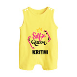 Selfie Queen Personalized Button Romper - PASTEL YELLOW - New Born (Chest 18")