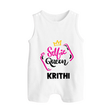 Selfie Queen Personalized Button Romper - WHITE - New Born (Chest 18")