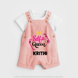 Selfie Queen Personalized Dungaree - PEACH - 0 - 5 Months Old (Chest 18")