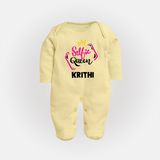 Selfie Queen Personalized Full Body Suit - PASTEL YELLOW - New Born (Chest 7.5")