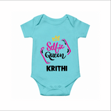 Selfie Queen Personalized Romper - ARCTIC BLUE - New Born (Chest 14")