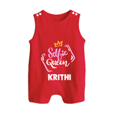 Selfie Queen Personalized Button Romper - RED - New Born (Chest 18")