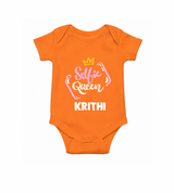Selfie Queen Personalized Romper - ORANGE - New Born (Chest 14")