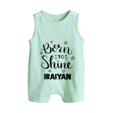 Born To Shine Personalized Button Romper - MINT GREEN - New Born (Chest 18")
