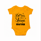 Born To Shine Personalized Romper - CHROME YELLOW - New Born (Chest 14")