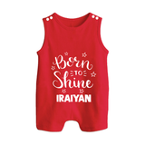 Born To Shine Personalized Button Romper - RED - New Born (Chest 18")