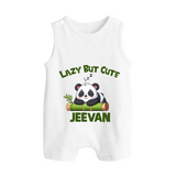 Lazy But Cute Personalized Button Romper - WHITE - New Born (Chest 18")
