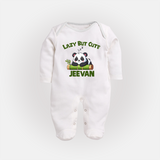 Lazy But Cute Personalized Full Body Suit - WHITE - New Born (Chest 7.5")