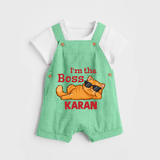 I'm The Boss Personalized Dungaree - GREEN - 0 - 5 Months Old (Chest 18")
