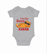 I'm The Boss Personalized Romper - GREY - New Born (Chest 14")