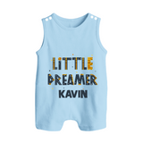 Little Dreamer Personalized Button Romper - BABY BLUE - New Born (Chest 18")