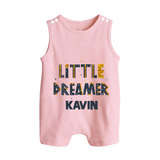 Little Dreamer Personalized Button Romper - BABY PINK - New Born (Chest 18")
