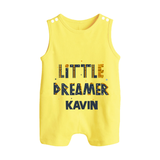 Little Dreamer Personalized Button Romper - PASTEL YELLOW - New Born (Chest 18")