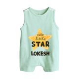 Cute Little Star Personalized Button Romper - MINT GREEN - New Born (Chest 18")