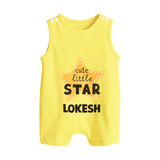 Cute Little Star Personalized Button Romper - PASTEL YELLOW - New Born (Chest 18")