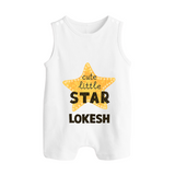 Cute Little Star Personalized Button Romper - WHITE - New Born (Chest 18")