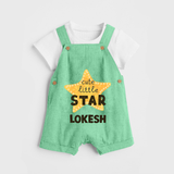 Cute Little Star Personalized Dungaree - GREEN - 0 - 5 Months Old (Chest 18")