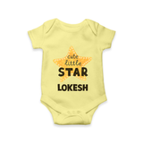 Cute Little Star Personalized Romper - PASTEL YELLOW - New Born (Chest 14")